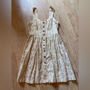 Maeve Anthropologie yellow floral sleeveless button down dress